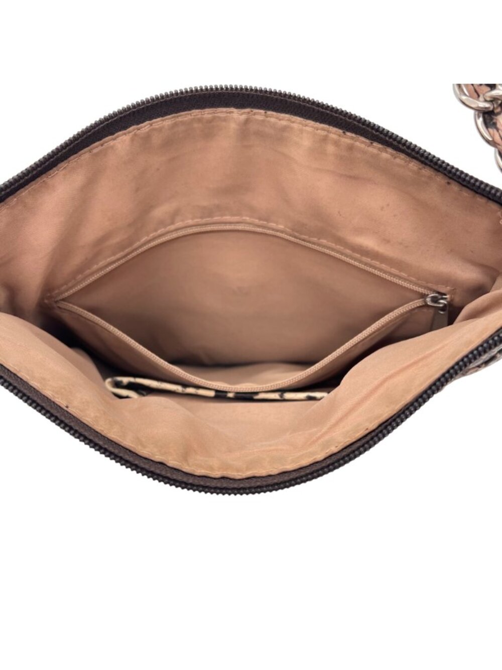 Nicole By Nicole Miller Snakeskin Print Crossbody Bag Chain Strap Zips & Snaps - Picture 7 of 12